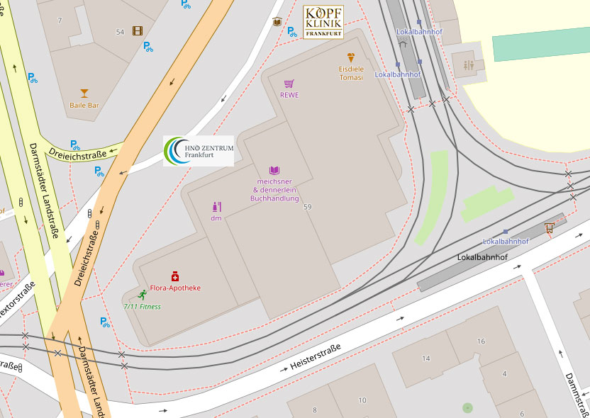Lageplan HNO Zentrum Frankfurt - Dreieichstraße 59